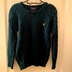 Green Polo cable knit sweater for boys size 6